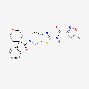 molecular formula C23H24N4O4S B2816144 5-methyl-N-(5-(4-phenyltetrahydro-2H-pyran-4-carbonyl)-4,5,6,7-tetrahydrothiazolo[5,4-c]pyridin-2-yl)isoxazole-3-carboxamide CAS No. 1396682-40-8