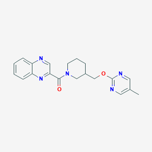 molecular formula C20H21N5O2 B2816149 [3-[(5-Methylpyrimidin-2-yl)oxymethyl]piperidin-1-yl]-quinoxalin-2-ylmethanone CAS No. 2380067-34-3