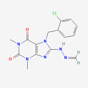 molecular formula C15H15ClN6O2 B2816153 8-[(1-Azavinyl)amino]-7-[(2-chlorophenyl)methyl]-1,3-dimethyl-1,3,7-trihydropu rine-2,6-dione CAS No. 1278662-17-1
