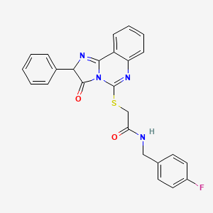 molecular formula C25H19FN4O2S B2816184 N-(4-fluorobenzyl)-2-((3-oxo-2-phenyl-2,3-dihydroimidazo[1,2-c]quinazolin-5-yl)thio)acetamide CAS No. 1053081-85-8