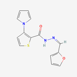 molecular formula C14H11N3O2S B2816188 N-[(Z)-furan-2-ylmethylideneamino]-3-pyrrol-1-ylthiophene-2-carboxamide CAS No. 478063-21-7