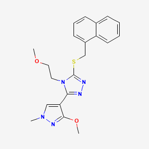 molecular formula C21H23N5O2S B2816207 3-(3-methoxy-1-methyl-1H-pyrazol-4-yl)-4-(2-methoxyethyl)-5-((naphthalen-1-ylmethyl)thio)-4H-1,2,4-triazole CAS No. 1014095-31-8