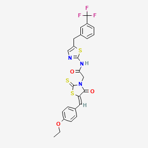 molecular formula C25H20F3N3O3S3 B2816212 (Z)-2-(5-(4-ethoxybenzylidene)-4-oxo-2-thioxothiazolidin-3-yl)-N-(5-(3-(trifluoromethyl)benzyl)thiazol-2-yl)acetamide CAS No. 394239-44-2