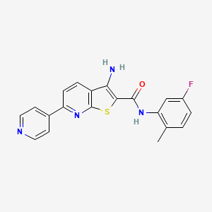 molecular formula C20H15FN4OS B2816216 3-amino-N-(5-fluoro-2-methylphenyl)-6-(4-pyridinyl)thieno[2,3-b]pyridine-2-carboxamide CAS No. 445267-49-2