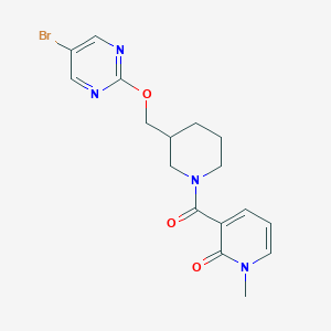molecular formula C17H19BrN4O3 B2816217 3-[3-[(5-Bromopyrimidin-2-yl)oxymethyl]piperidine-1-carbonyl]-1-methylpyridin-2-one CAS No. 2379987-51-4