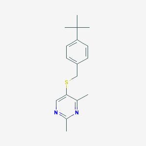 molecular formula C17H22N2S B2816221 5-{[4-(Tert-butyl)benzyl]thio}-2,4-dimethylpyrimidine CAS No. 264226-35-9