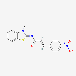 molecular formula C17H13N3O3S B2816274 (2E)-N-[(2E)-3-methyl-2,3-dihydro-1,3-benzothiazol-2-ylidene]-3-(4-nitrophenyl)prop-2-enamide CAS No. 392325-91-6