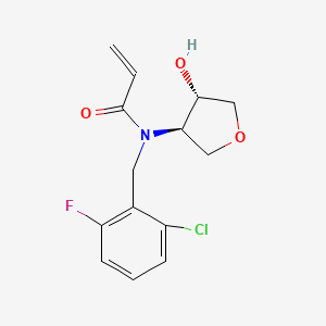 molecular formula C14H15ClFNO3 B2816296 N-[(2-Chloro-6-fluorophenyl)methyl]-N-[(3R,4S)-4-hydroxyoxolan-3-yl]prop-2-enamide CAS No. 2411177-53-0