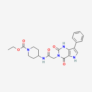 molecular formula C22H25N5O5 B2816298 ethyl 4-(2-(2,4-dioxo-7-phenyl-1H-pyrrolo[3,2-d]pyrimidin-3(2H,4H,5H)-yl)acetamido)piperidine-1-carboxylate CAS No. 1115565-63-3
