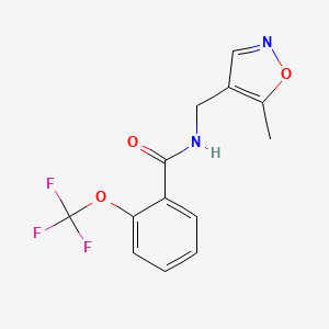 molecular formula C13H11F3N2O3 B2816305 N-[(5-methyl-1,2-oxazol-4-yl)methyl]-2-(trifluoromethoxy)benzamide CAS No. 2034591-19-8