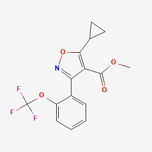 molecular formula C15H12F3NO4 B2816312 Methyl 5-cyclopropyl-3-(2-(trifluoromethoxy)phenyl)isoxazole-4-carboxylate CAS No. 1103500-32-8