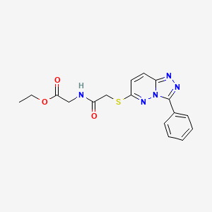 molecular formula C17H17N5O3S B2816331 Ethyl 2-(2-((3-phenyl-[1,2,4]triazolo[4,3-b]pyridazin-6-yl)thio)acetamido)acetate CAS No. 852372-66-8