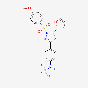 B2816344 N-(4-(5-(furan-2-yl)-1-((4-methoxyphenyl)sulfonyl)-4,5-dihydro-1H-pyrazol-3-yl)phenyl)ethanesulfonamide CAS No. 851781-59-4