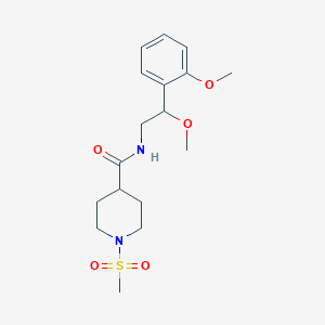 molecular formula C17H26N2O5S B2816346 1-methanesulfonyl-N-[2-methoxy-2-(2-methoxyphenyl)ethyl]piperidine-4-carboxamide CAS No. 1788847-20-0