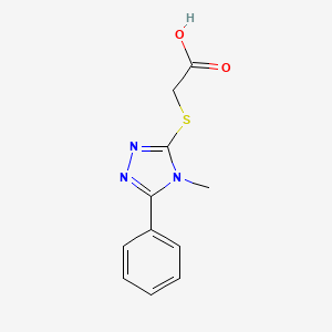 molecular formula C11H11N3O2S B2816348 2-((4-Methyl-5-phenyl-4H-1,2,4-triazol-3-yl)thio)acetic acid CAS No. 482653-69-0