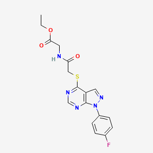 molecular formula C17H16FN5O3S B2816363 ethyl 2-(2-{[1-(4-fluorophenyl)-1H-pyrazolo[3,4-d]pyrimidin-4-yl]sulfanyl}acetamido)acetate CAS No. 893937-25-2
