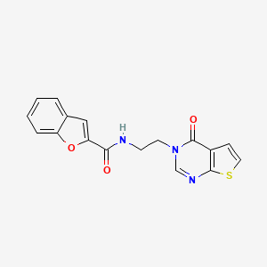 molecular formula C17H13N3O3S B2816364 N-(2-(4-oxothieno[2,3-d]pyrimidin-3(4H)-yl)ethyl)benzofuran-2-carboxamide CAS No. 1903292-38-5