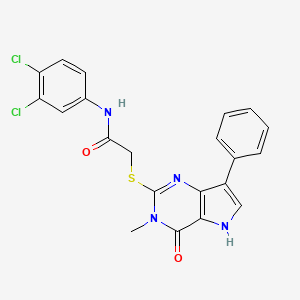 molecular formula C21H16Cl2N4O2S B2816369 N-(3,4-dichlorophenyl)-2-((3-methyl-4-oxo-7-phenyl-4,5-dihydro-3H-pyrrolo[3,2-d]pyrimidin-2-yl)thio)acetamide CAS No. 2034372-12-6
