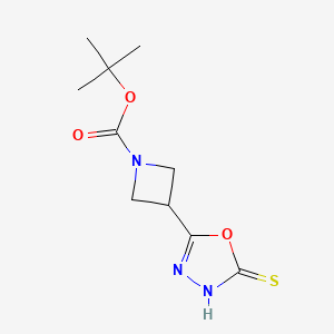 molecular formula C10H15N3O3S B2816391 Tert-butyl 3-(2-sulfanylidene-3H-1,3,4-oxadiazol-5-yl)azetidine-1-carboxylate CAS No. 2411261-87-3
