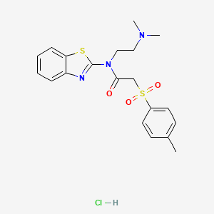 molecular formula C20H24ClN3O3S2 B2816399 N-(benzo[d]thiazol-2-yl)-N-(2-(dimethylamino)ethyl)-2-tosylacetamide hydrochloride CAS No. 1216527-08-0
