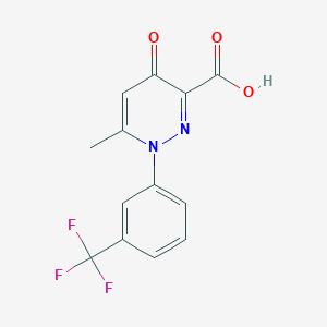 molecular formula C13H9F3N2O3 B2816419 6-Methyl-4-oxo-1-[3-(trifluoromethyl)phenyl]-1,4-dihydropyridazine-3-carboxylic acid CAS No. 133221-31-5