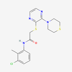 molecular formula C17H19ClN4OS2 B2816430 N-(3-chloro-2-methylphenyl)-2-((3-thiomorpholinopyrazin-2-yl)thio)acetamide CAS No. 1251566-18-3