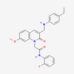 2-(3-(((4-ethylphenyl)amino)methyl)-7-methoxy-2-oxoquinolin-1(2H)-yl)-N-(2-fluorophenyl)acetamide