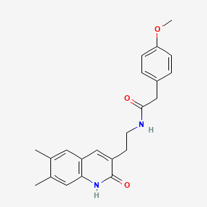 molecular formula C22H24N2O3 B2816443 N-(2-(6,7-dimethyl-2-oxo-1,2-dihydroquinolin-3-yl)ethyl)-2-(4-methoxyphenyl)acetamide CAS No. 688352-97-8
