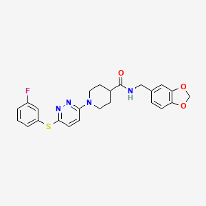 molecular formula C24H23FN4O3S B2816446 N-[(2H-1,3-benzodioxol-5-yl)methyl]-1-{6-[(3-fluorophenyl)sulfanyl]pyridazin-3-yl}piperidine-4-carboxamide CAS No. 1223922-88-0