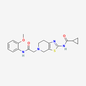 molecular formula C19H22N4O3S B2816453 N-(5-(2-((2-methoxyphenyl)amino)-2-oxoethyl)-4,5,6,7-tetrahydrothiazolo[5,4-c]pyridin-2-yl)cyclopropanecarboxamide CAS No. 1351646-63-3