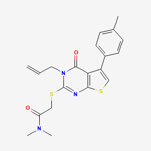 molecular formula C20H21N3O2S2 B2816466 N,N-dimethyl-2-{[5-(4-methylphenyl)-4-oxo-3-(prop-2-en-1-yl)-3H,4H-thieno[2,3-d]pyrimidin-2-yl]sulfanyl}acetamide CAS No. 503432-68-6