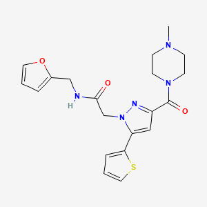 molecular formula C20H23N5O3S B2816480 N-(furan-2-ylmethyl)-2-(3-(4-methylpiperazine-1-carbonyl)-5-(thiophen-2-yl)-1H-pyrazol-1-yl)acetamide CAS No. 1172306-39-6