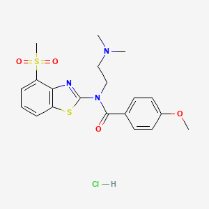 molecular formula C20H24ClN3O4S2 B2816486 N-(2-(dimethylamino)ethyl)-4-methoxy-N-(4-(methylsulfonyl)benzo[d]thiazol-2-yl)benzamide hydrochloride CAS No. 1216627-53-0