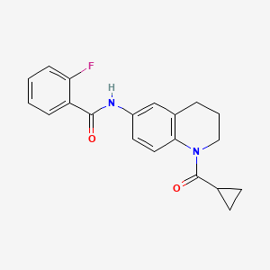 molecular formula C20H19FN2O2 B2816499 N-(1-cyclopropanecarbonyl-1,2,3,4-tetrahydroquinolin-6-yl)-2-fluorobenzamide CAS No. 899735-41-2