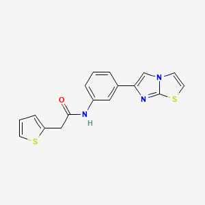 molecular formula C17H13N3OS2 B2816512 N-(3-{imidazo[2,1-b][1,3]thiazol-6-yl}phenyl)-2-(thiophen-2-yl)acetamide CAS No. 872630-03-0