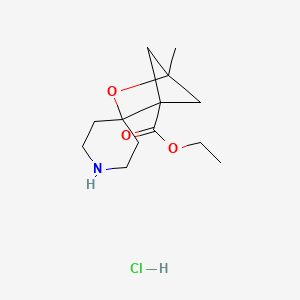molecular formula C13H22ClNO3 B2816522 Ethyl 4-methyl-3-oxaspiro[bicyclo[2.1.1]hexane-2,4'-piperidine]-1-carboxylate hydrochloride CAS No. 2225141-71-7