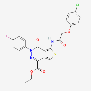 molecular formula C23H17ClFN3O5S B2816570 ethyl 5-[2-(4-chlorophenoxy)acetamido]-3-(4-fluorophenyl)-4-oxo-3H,4H-thieno[3,4-d]pyridazine-1-carboxylate CAS No. 851949-66-1