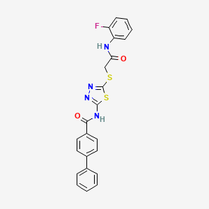N-[5-[2-(2-fluoroanilino)-2-oxoethyl]sulfanyl-1,3,4-thiadiazol-2-yl]-4-phenylbenzamide