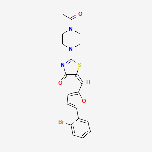 molecular formula C20H18BrN3O3S B2816600 (E)-2-(4-acetylpiperazin-1-yl)-5-((5-(2-bromophenyl)furan-2-yl)methylene)thiazol-4(5H)-one CAS No. 612052-41-2