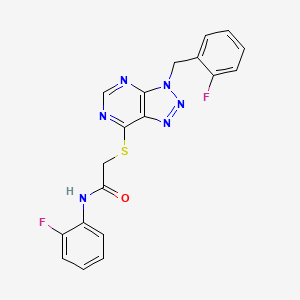 molecular formula C19H14F2N6OS B2816602 N-(2-fluorophenyl)-2-({3-[(2-fluorophenyl)methyl]-3H-[1,2,3]triazolo[4,5-d]pyrimidin-7-yl}sulfanyl)acetamide CAS No. 863458-52-0