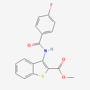 molecular formula C17H12FNO3S B2816614 Methyl 3-(4-fluorobenzamido)benzo[b]thiophene-2-carboxylate CAS No. 477490-07-6