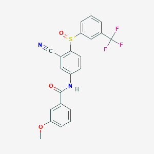 molecular formula C22H15F3N2O3S B2816617 N-(3-cyano-4-{[3-(trifluoromethyl)phenyl]sulfinyl}phenyl)-3-methoxybenzenecarboxamide CAS No. 477710-04-6
