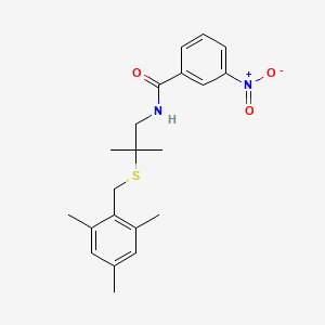 molecular formula C21H26N2O3S B2816618 N-{2-[(mesitylmethyl)sulfanyl]-2-methylpropyl}-3-nitrobenzenecarboxamide CAS No. 338962-62-2