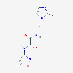 molecular formula C11H13N5O3 B2816619 N1-(isoxazol-3-yl)-N2-(2-(2-methyl-1H-imidazol-1-yl)ethyl)oxalamide CAS No. 1210331-26-2
