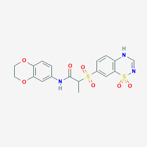 molecular formula C18H17N3O7S2 B2816626 N-(2,3-dihydro-1,4-benzodioxin-6-yl)-2-[(1,1-dioxo-4H-1lambda6,2,4-benzothiadiazin-7-yl)sulfonyl]propanamide CAS No. 946269-48-3
