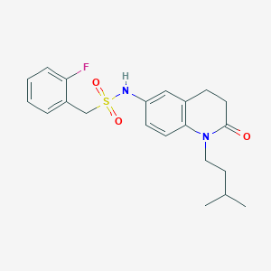 molecular formula C21H25FN2O3S B2816630 1-(2-fluorophenyl)-N-(1-isopentyl-2-oxo-1,2,3,4-tetrahydroquinolin-6-yl)methanesulfonamide CAS No. 942003-54-5