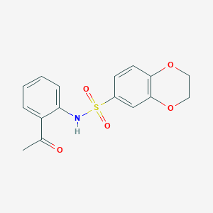 molecular formula C16H15NO5S B2816667 N-(2-acetylphenyl)-2,3-dihydro-1,4-benzodioxine-6-sulfonamide CAS No. 722478-49-1