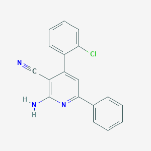 molecular formula C18H12ClN3 B2816685 2-Amino-4-(2-chlorophenyl)-6-phenylnicotinonitrile CAS No. 105333-92-4