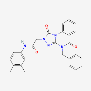 molecular formula C26H23N5O3 B2816694 2-(4-benzyl-1,5-dioxo-4,5-dihydro-[1,2,4]triazolo[4,3-a]quinazolin-2(1H)-yl)-N-(3,4-dimethylphenyl)acetamide CAS No. 1296315-40-6
