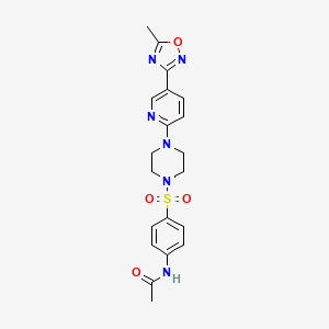 molecular formula C20H22N6O4S B2816722 N-(4-((4-(5-(5-methyl-1,2,4-oxadiazol-3-yl)pyridin-2-yl)piperazin-1-yl)sulfonyl)phenyl)acetamide CAS No. 1219913-99-1